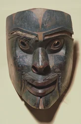 Masque de visage humain Kwakiutl, vers 1875